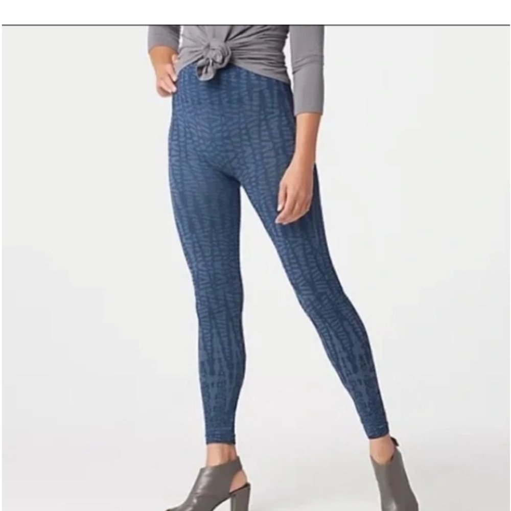 Spanx Indigo Geo Look At Me Now Seamless Leggings